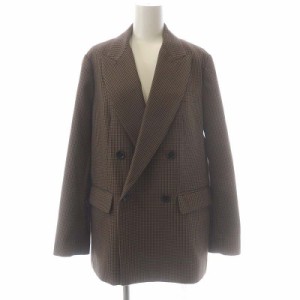 【中古】ジャーナルスタンダード レリューム 22AW チェックダブルジャケット テーラード 総裏地 38 ベージュ