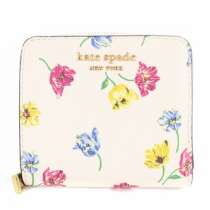 【中古】ケイトスペード KATE SPADE ラウンドファスナー 財布 二つ折り レザー ロゴ オフホワイト /SR12 レディース