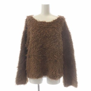 【中古】未使用品 クラネ 21AW BEAR HAND KNIT TOPS トップス ニット セーター シャギー 長袖 2 茶色 レディース