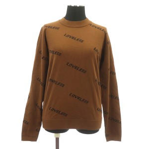 【中古】ラブレス LOVELESS ロゴ総柄ニット セーター 長袖 クルーネック 36 茶 ブラウン /MY ■OS レディース