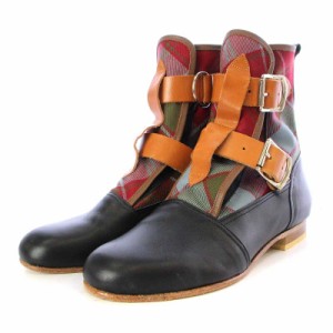 【中古】ヴィヴィアンウエストウッド Vivienne Westwood Worlds End セディショナリーズブーツ タータンチェック 6 黒