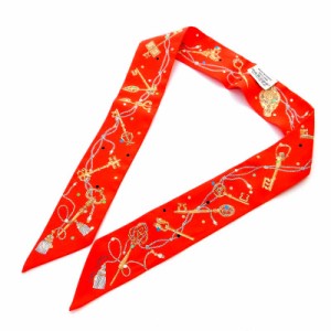 【中古】エルメス HERMES ツイリー スカーフ LES CLES A POIS シルク オレンジ /YO12 ■OH レディース