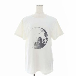 【中古】レミレリーフ REMI RELIEF コットン プリント Tシャツ カットソー 半袖 クルーネック コットン L 白 黒