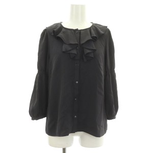 【中古】ジルバイジルスチュアート JILL by JILLSTUART 21AW ラッフルカラーブラウス 七分袖 フリル サテン FR