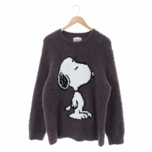 【中古】ジェラートピケオム MEETS PEANUTS 21AW ルームウェア ニット 長袖 M ココアブラウン 白 黒 メンズ