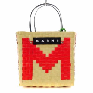 【中古】マルニ MARNI ピクニックバッグミニ M ロゴ フラワーバスケット ハンドバッグ アイボリー SHMH0063JN