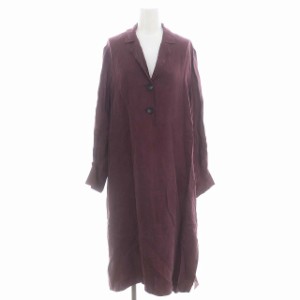 【中古】ザラウーマン ZARA WOMAN Vネック シャツワンピース ロング丈 ミモレ丈 長袖 サイドスリット XS 紫