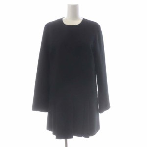 【中古】ザラ ZARA ワンピース ひざ丈 長袖 プリーツ バックファスナー S 黒 ブラック /YQ ■OS レディース