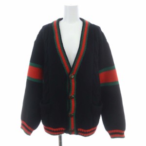 【中古】グッチ GUCCI ケーブルニット カーディガン オーバーサイズ XS 黒 ブラック /MF ■OS ■SH メンズ