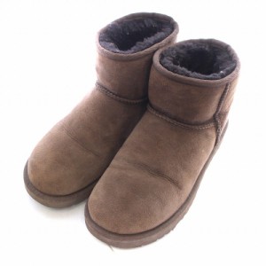 【中古】アグ オーストラリア UGG australia ムートンブーツ ショート スエード ロゴ US7 24cm 茶 ブラウン F20014F