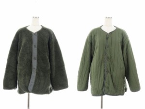 【中古】クラネ 21AW REVERSIBLE MILITARY BOA JACKET ジャケット ノーカラー リバーシブル 中綿 2 深緑 レディース