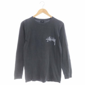 【中古】ステューシー STUSSY 長袖Tシャツ カットソー ロゴプリント S チャコールグレー /DO ■OS メンズ