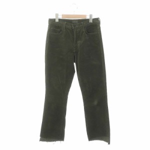 【中古】マザー mother INSIDER CROP STEP FRAY コーデュロイパンツ フレア ストレッチ カットオフ 28 オリーブ /HK