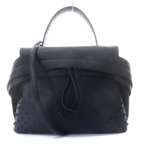 【中古】トッズ TOD'S ウェーブ バッグ WAVE BAG ハンドバッグ ワンハンドル ショルダーバッグ 2way 斜め掛け 紺