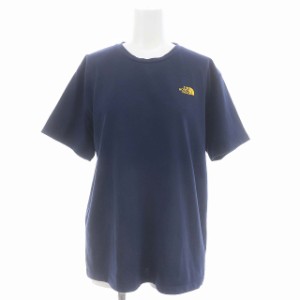 【中古】ザノースフェイス THE NORTH FACE バンダナ柄 スクエアロゴ Tシャツ 半袖 プルオーバー XL 紺 黄