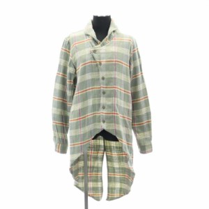 【中古】キャピタル kapital 燕尾 チェックシャツ カジュアル ロング 長袖 1 M 緑 グリーン /AT ■OS レディース