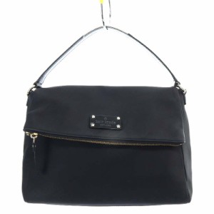 【中古】ケイトスペード KATE SPADE ショルダーバッグ ワンショルダー ナイロン エナメルレザー 黒 WKRU2999