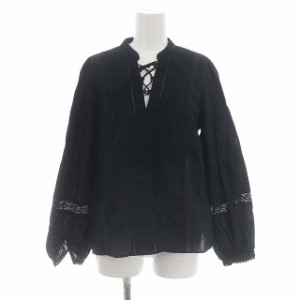 【中古】ジルスチュアート JILL STUART 22SS ステファニーブラウス レースアップ 長袖 S 黒 ブラック レディース