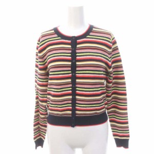 【中古】ザラ ZARA KNIT マルチボーダーカーディガン ニット 長袖 S マルチカラー /ES ■OS レディース