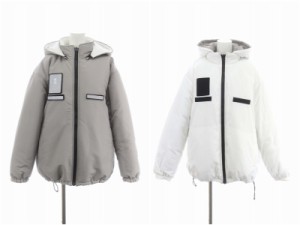 【中古】エックスガール FACE PATCH REVERSIBLE PARKA リバーシブルジャケット 中綿 ジップアップ M グレー 白