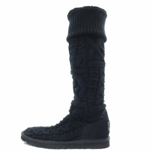 【中古】アグ オーストラリア UGG australia ロングニットブーツ ロゴ 切替 23cm 黒 ブラック /SR14 レディース