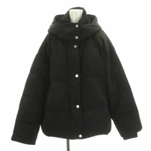 【中古】マウジー LOOSE PUFFER ジャケット 中綿 アウター 裏起毛 ジップアップ スナップボタン フード付き F 黒