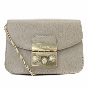 【中古】フルラ FURLA メトロポリス ショルダーバッグ レザー ロゴ グレージュ /SR20 レディース