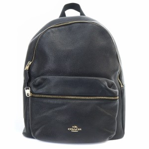 【中古】コーチ COACH チャーリー レザー リュックサック ロゴ 黒 ブラック F38288 /SR19 レディース