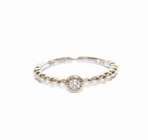 【中古】スタージュエリー STAR JEWELRY K18WG 0.03ct ダイヤ ピンキーリング 一粒ダイヤ リング 指輪 2号