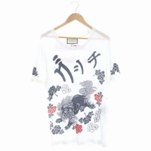 【中古】グッチ GUCCI l'aveugle par amour リネン シーサープリント Tシャツ 半袖 XS 白 ホワイト 431278 /HS ■OS