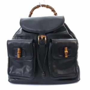 【中古】グッチ GUCCI 003 2058 0016 バンブー バッグ リュックサック バックパック レザー 黒