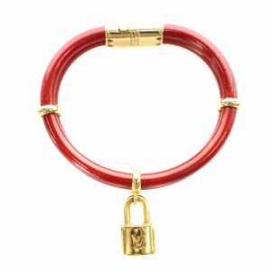 【中古】ルイヴィトン LOUIS VUITTON キープイット トゥワイス ブレスレット カデナ ロゴ 赤 レッド M6642E