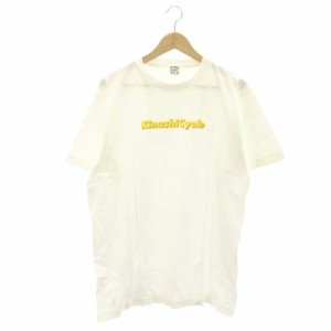 【中古】キナシサイクル 木梨サイクル ロゴプリントTシャツ カットソー 半袖 コットン L 白 黄色 オレンジ