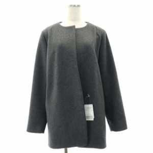 【中古】未使用品 エーピーストゥディオ 23AW collarless jacket coat ノーカラーコート ロング ウール 38 M グレー