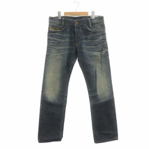 【中古】ディーゼル DIESEL LAKOP デニムパンツ ジーンズ ボタンフライ コットン W29 L32 インディゴ /NR ■OS メンズ