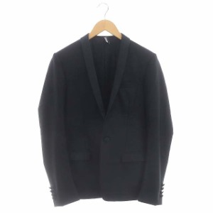 【中古】ディオールオム Dior 11AW ナローラペル ショールカラージャケット サテン切替 1B 総裏地 44 黒 メンズ