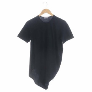 【中古】ディオールオム Dior HOMME コットン 変形 Tシャツ カットソー 半袖 XS 紺 黒 ネイビー ブラック メンズ