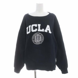 【中古】ユーシーエルエー UCLA ロゴプリントカレッジプリントプルオーバースウェットトップス 長袖 黒 ブラック /HK