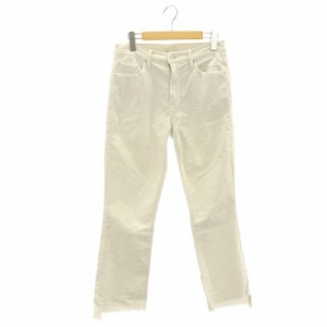 【中古】マザー mother INSIDER CROP STEP FRAY コーデュロイパンツ フレア ストレッチ カットオフ 28 白 ホワイト