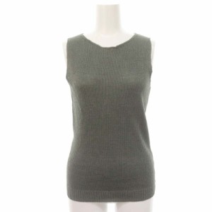 【中古】セオリー SAG HARBOR SLEEVELESS SHELL カットソー ノースリーブ 透かし編み リネン S カーキ レディース