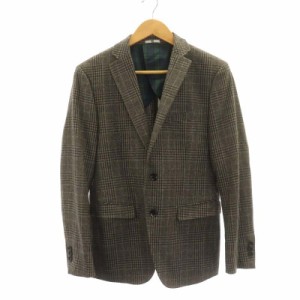 【中古】スーツセレクト SUIT SELECT ウール テーラードジャケット ブレザー チェック A5 M 茶 ブラウン