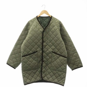 【中古】バブアー Mil NO-COLLAR COAT ミル ノーカラーコート キルティング ロング 36 S カーキ 茶 ブラウン