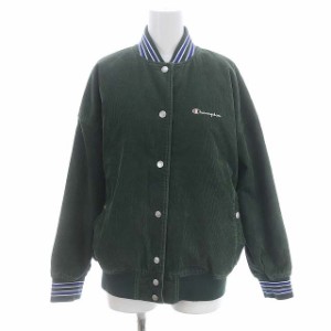 【中古】チャンピオン CHAMPION ベースボールジャケット ブルゾン コーデュロイ M 緑 グリーン /DF ■OS レディース