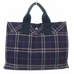 【中古】バーバリーブルーレーベル BURBERRY BLUE LABEL チェック トートバッグ ハンドバッグ 紺 /SR16 レディース