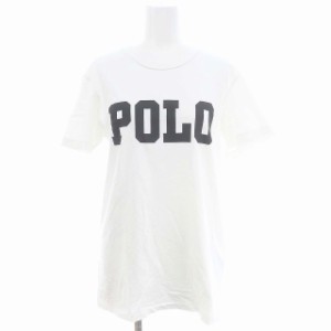 【中古】ポロ ラルフローレン POLO RALPH LAUREN ロゴプリントTシャツ カットソー 半袖 XS 白 黒 ホワイト ブラック