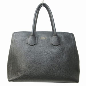 【中古】フルラ FURLA アルバ ALBA ハンドバッグ トートバッグ ロゴ レザー 黒 ブラック 0413 ■023 レディース