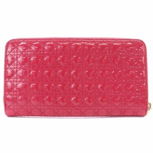 【中古】クリスチャンディオール Christian Dior エナメル カナージュ 長財布 ピンク /SR38 ■OH レディース