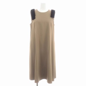 【中古】フォクシーニューヨーク Malena Dress マレーナドレス ワンピース ロング ノースリーブ 40 ベージュ 42367