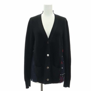 【中古】サカイ sacai 前後切り替え Vネックカーディガン ニット プリーツ 総柄 長袖 1 紺 赤 青 /MI ■OS レディース