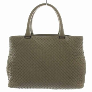 【中古】ボッテガヴェネタ BOTTEGA VENETA トートバッグ ハンドバッグ レザー イントレチャート グレー